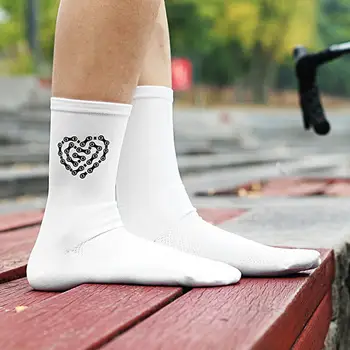 1 Pár Kvalitné Bežecké Ponožky Absorpciu Potu Mäkké Cyklistické Ponožky Srdce Reťazca Tlače Cyklistické Ponožky Obrázok