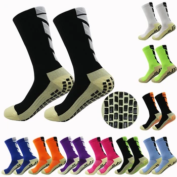 1 Páry Mužov Školenia Ponožky Linajkované s Členkové Ponožky Módne Multicolor Športové Non-slip Ponožky Futbal Ponožky s Gumovou Baske Obrázok