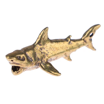 1Pc Miniatúr, Mosadz Shark Zvieracie Figúrky Remesiel Ročníka Domácej Ploche Dekorácie Obrázok