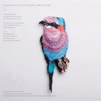 1Pcs 3.4*9 cm Železo-na Vysokú Kvalitu Ružová Vtákov Škvrny Vyšívané Nášivka Pre šiť na T-shirt Dress Diy Príslušenstvo Patch Obrázok