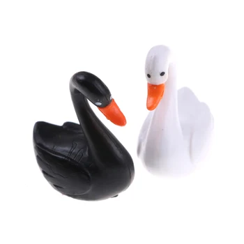 2KS/Set Záhrada Miniatúrne Sošky Vtákov Žeriav Black Swan pre Micro Figúrky DIY Mini Zvieracích Postáv Hračky Pre Home Decor Obrázok