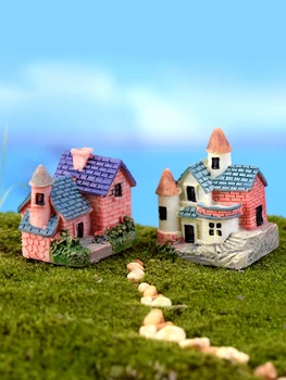 4PCS Miniatúrne Roztomilý Živice Malý Dom Ornament pre Micro Krajiny, Záhradné Dekorácie, Ozdoby Obrázok