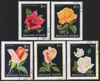 5 ks/Set Maďarsko Post Pečiatky 1982 Ruže, Kvety Označené Poštových Známok na Zber Obrázok