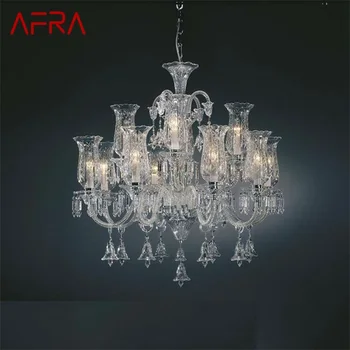 AFRA Krištáľový Luster Lampa Európsky Štýl LED Prívesok Svetlo Dekoračné Svietidlá pre Domáce Obývacia Izba Obrázok