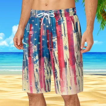 Americký Deň Nezávislosti Šortky pánske Tlač 3d Lete Nové Havajské Šortky, Plavky Bežné Nohavice pánske Kúpacie Šortky Obrázok