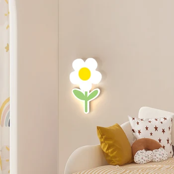 Detská izba nástenné svietidlo dievča tvorivé kvet slnečnice princezná dievča, nočné lampy, nočné dekorácie, lampy Obrázok