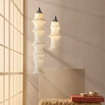 Dizajn Domova Prívesok Svetlá Taliansky Obývacia Izba, Spálňa Biela Strieborná Osvetlenie Japonský Handričkou Oblečenie Hodváb Luster Lampy Obrázok