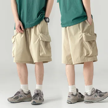 Japonci funkčnou y2k štýl veľké vrecko cargo šortky pánske letné vonkajšie módne značky, Capris a Polovice nohavice Obrázok