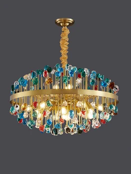 Luxusné Moderné Krištáľový Luster Pre Obývacia Izba Zlato Domáce Dekorácie Farebné Cristal Lampa Jedálenský Reťazca Osvetlenie Zariadenie Obrázok