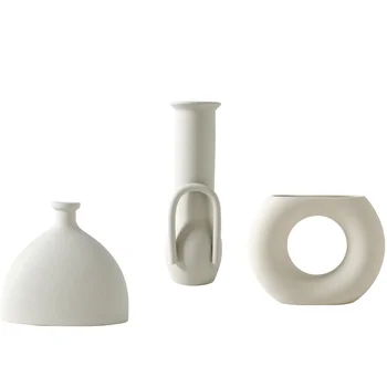 Merlin Nordic Bielom Stole Váza Malá Zložené Váza Moderné Vrásčitý Black Domov Kusov Obývacia Izba Dekorácie S Porcelánová Váza Obrázok