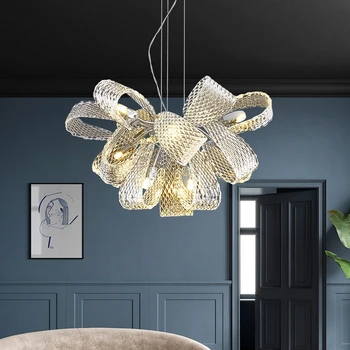 Moderná obývacia izba luster osvetlenie kreatívny dizajn jedáleň závesné svietidlo luxusné domova led skla žiarivky Obrázok