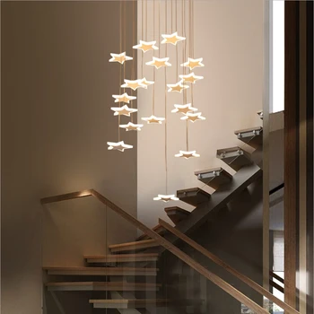 Moderné DIY hviezdy Led Prívesok Osvetlenie Závesné svietidlo Pre Obývacej Spálne Reštaurácia schodisko akryl Svietidlo svietidlá Obrázok