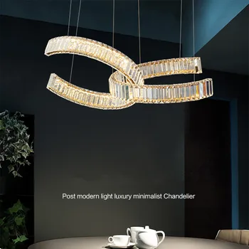 Moderné K9 Crystal Stmievateľné Led Prívesok Svetlo Obývacia Izba Lesk Zlata / Chróm, Oceľové Závesné Svetlo Lesk Nastaviteľná Lampa Zariadenie Obrázok