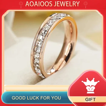 Módne Luxusné Zlatá Farba Cubic Zirconia Zásnubné Prstene pre Ženy, Jasné a Lesklé Crystal Svadobné Kapela Krúžok Strany Šperky Darček Obrázok