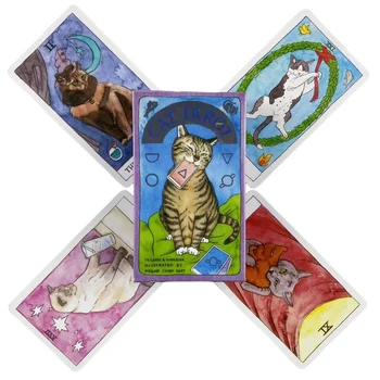 Roztomilé Mačka Tarot Karty 78 Palube Oracle Anglický Vízie Veštenie Edition Borad Hranie Hier Obrázok