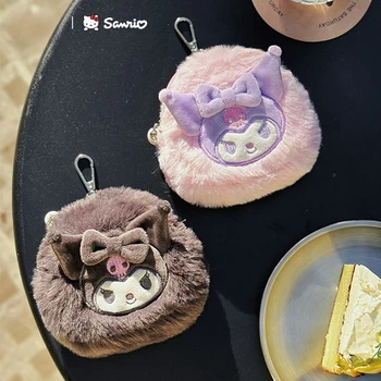 Sanrio Skutočné Kuromi Keychain Prívesok Roztomilý Mince Kabelku Plyšové Slúchadlá Skladovanie Dievčatá Taška Na Príslušenstvo Obrázok