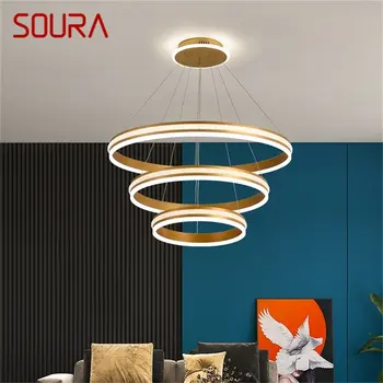 SOURA Nordic Prívesok Svetlá Súčasného Gold Luxusné Kolo Domov LED Svietidlo Svietidlo Pre Dekorácie Obrázok