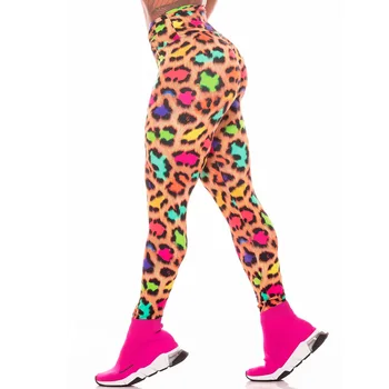 Tanečná Prax Legíny Kompresné Nohavice Ženy Dúha Farieb Leopard Tlač y2k Dievča Výcvik Športové Outdoorové Fintess Obrázok
