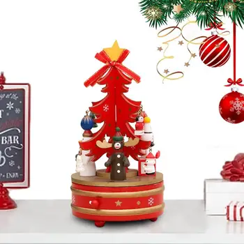 Vianočné Hudobné Políčok Drevené Music Box Vianočný Strom Tvar Vzdelávacie Hudobné Figúrka Windup Vianočné Festival Dekorácie Obrázok