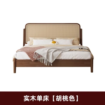 Vinič tkané masívneho dreva posteľ moderný minimalistický 1,5 m jednotného ratan posteľ 1.8 m dvojité Nordic retro Japonský B&B nábytok Obrázok