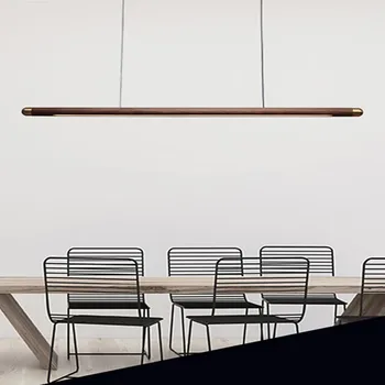 Vintage prívesok svetlo minimalistický Škandinávsky dizajnér dlhý orech light Domov Jedálenský Stôl Svetlá vnútorné kuchynský ostrovček osvetlenie Obrázok
