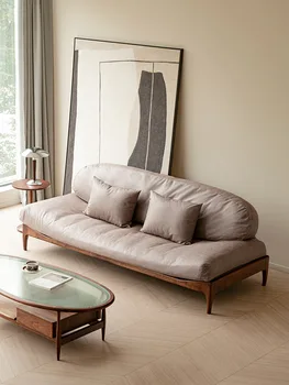 Čierny Orech Retro Textílie Gauč Jednoduchý Moderný Nábytok Do Obývacej Izby Obrázok