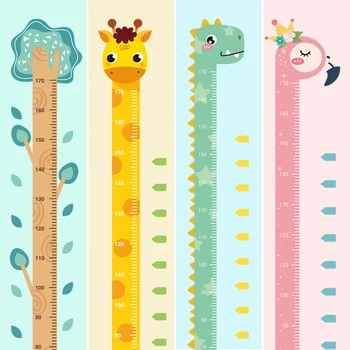 Žirafa Dinosaura Výška Opatrenie Nálepka pre Predškolské Deti Izby Rastu Graf Cartoon Zvieratá Stenu, Nálepky, Samolepiace Tapety Obrázok